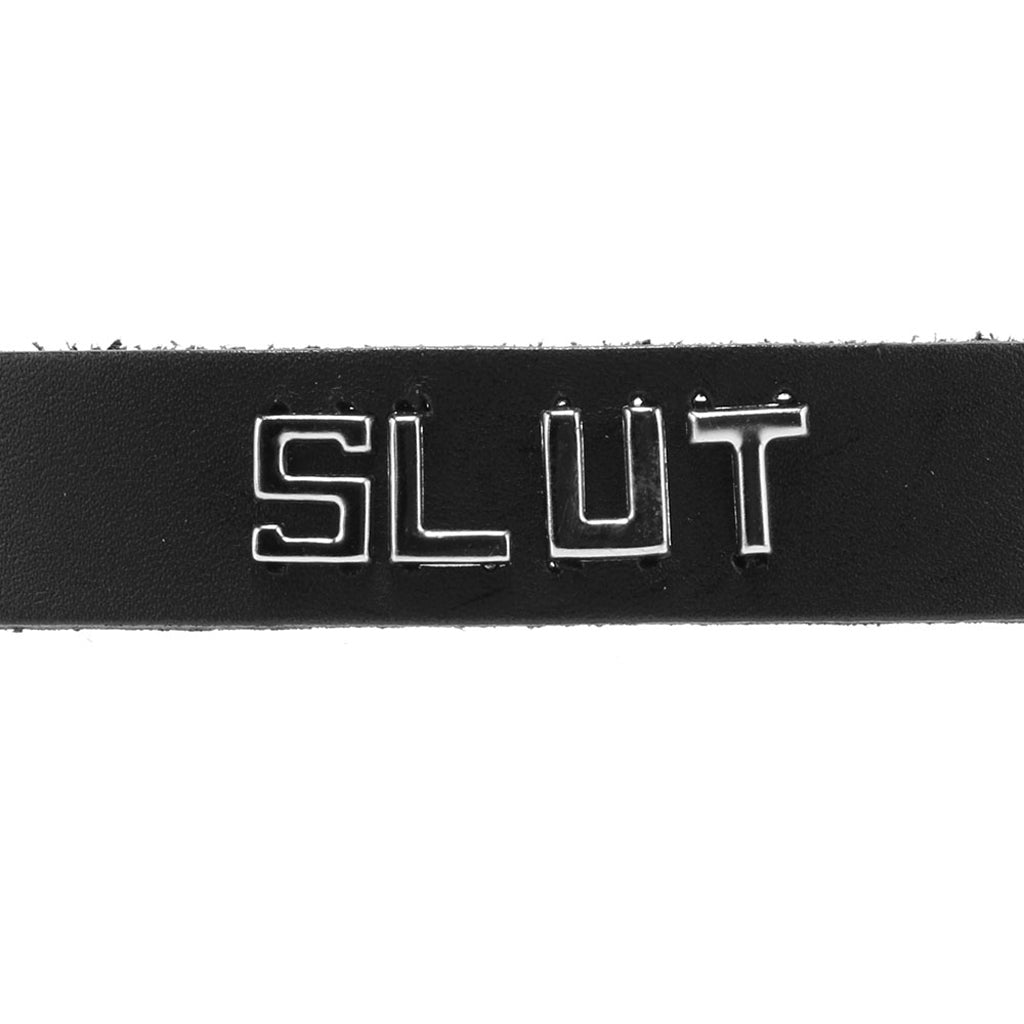 Slut Leather Word Band Collar - Tophatter's Adult Products Bondage and Fetish > Leashes and Collars - Tophatter Daily Deals