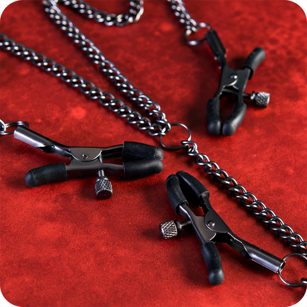 Sei Mio Triple Tease Nipple and Clit Clamp Set Bondage and Fetish > Nipple Stimulators & Clamps - Tophatter Daily Deals
