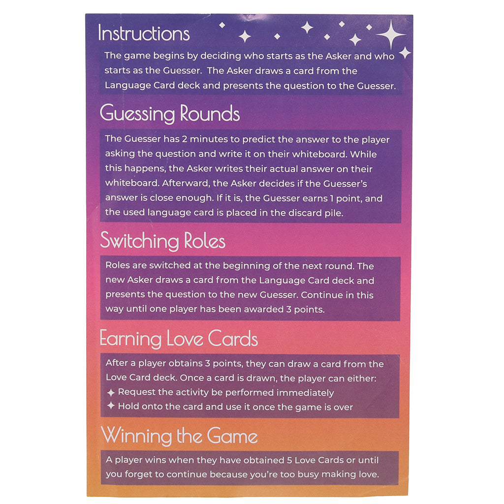 Love Language Intimacy Quiz Game Sensual Love > Games - Tophatter Daily Deals