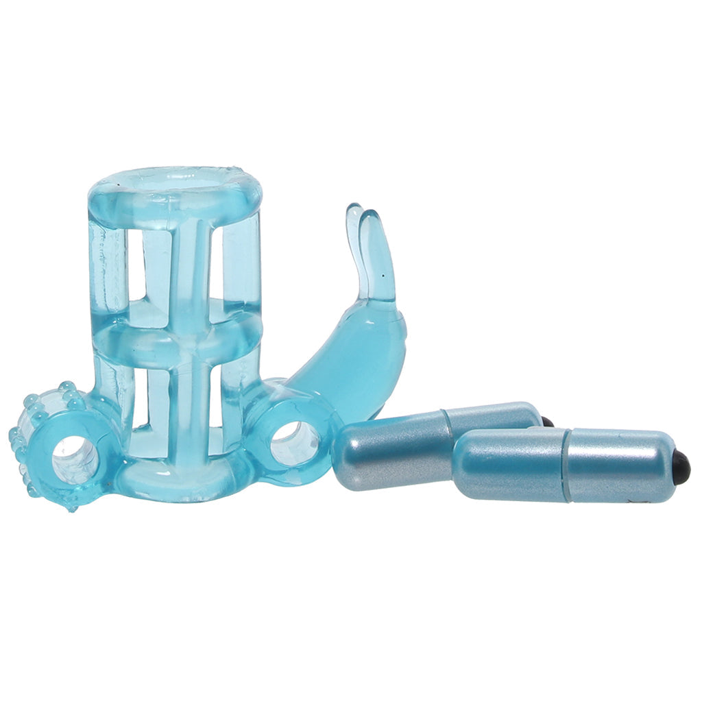 Double Trouble Vibrating Support System in Blue Cock Rings - Tophatter Daily Deals
