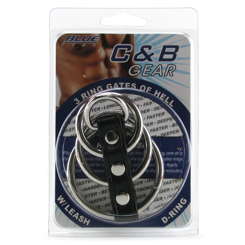 Blue Line 3 Ring Gates of Hell Cock & Ball Cage with D-Ring Cock Rings - Tophatter Daily Deals