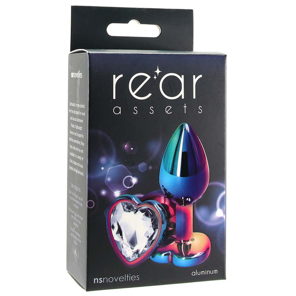 Small Aluminum Plug with Clear Heart Gem in Multicolor - Tophatter's Adult Products Anal Sex Toys > Butt Plugs - Tophatter Daily Deals