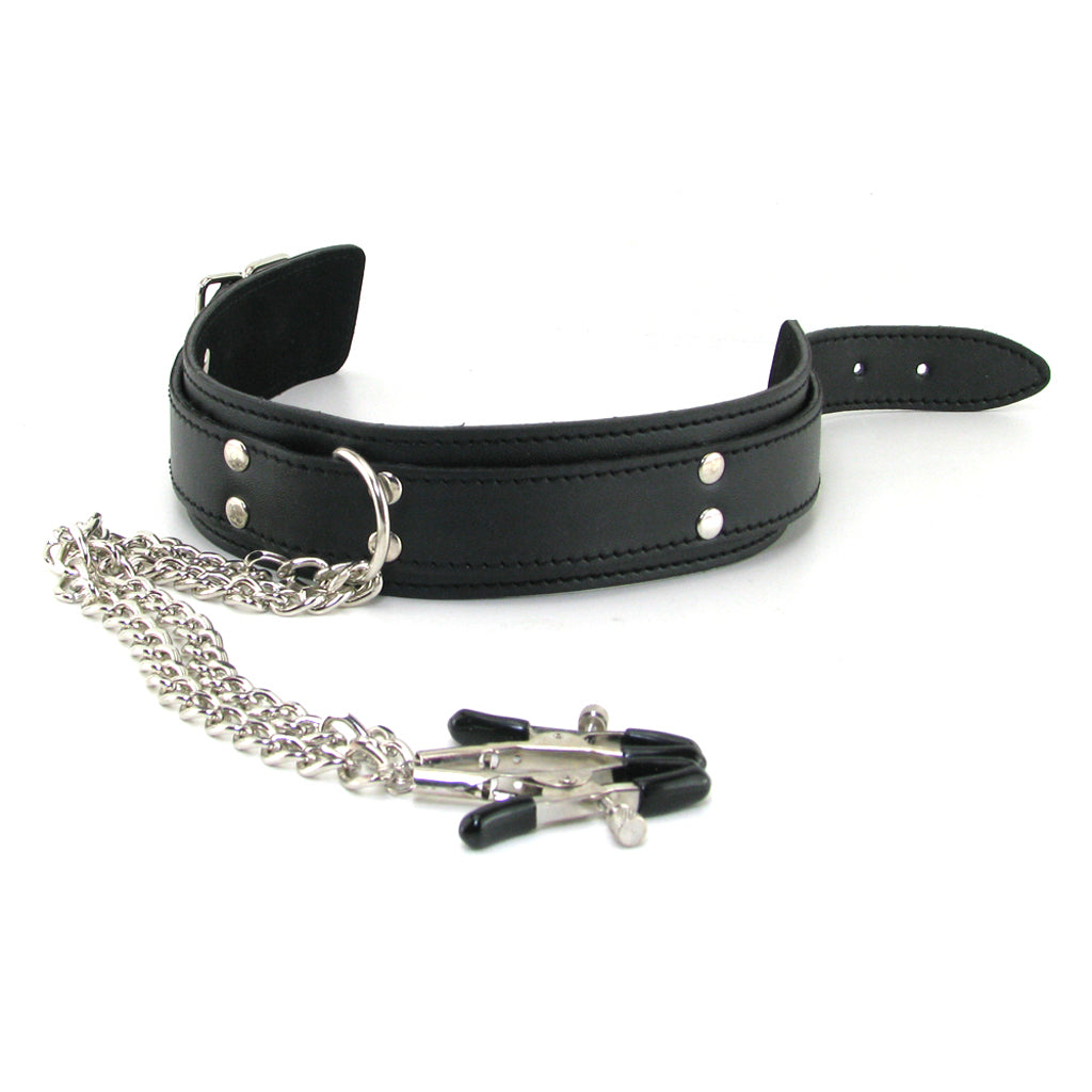 Collar with Nipple Clamps Bondage and Fetish > Nipple Stimulators & Clamps - Tophatter Daily Deals