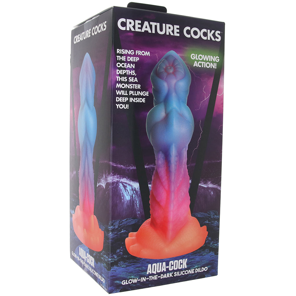 Creature Cocks Aqua-Cock Glow-in-the-Dark Dildo - Tophatter's Adult Products Dildo Sex Toys > Non-Phallic Dildos - Tophatter Daily Deals