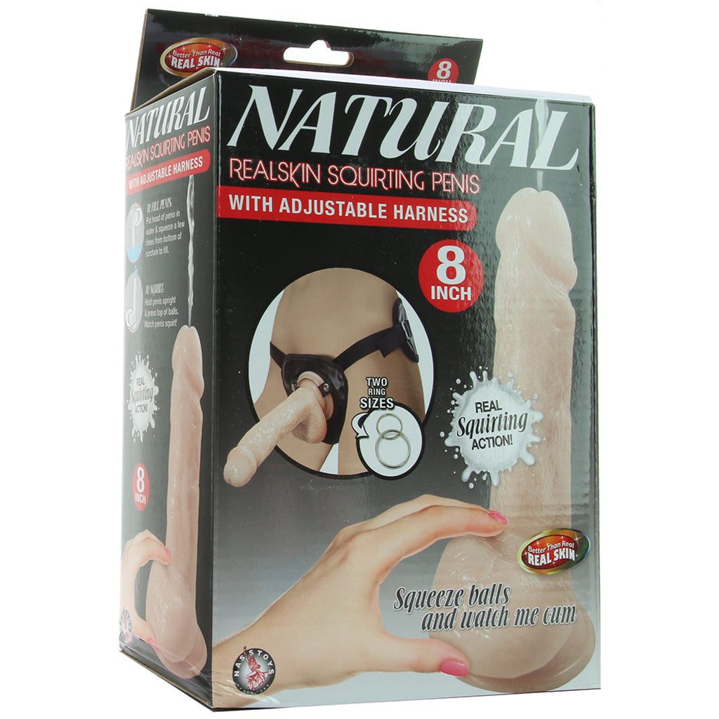 Natural Realskin 8 Inch Squirting Cock & Harness in Vanilla Dildo Sex Toys > Strap-On and Harnesses - Tophatter Daily Deals