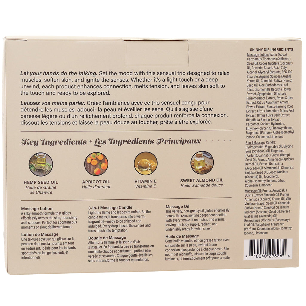 Hemp Seed Tranquility Trio Massage Kit in Skinny Dip Sensual Love > Massage - Tophatter Daily Deals