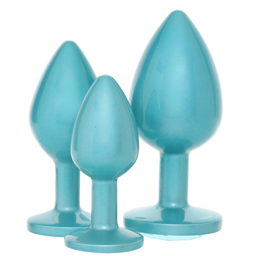 Rear Assets 3 Piece Metal Butt Plug Kit in Teal Anal Sex Toys > Butt Plugs - Tophatter Daily Deals
