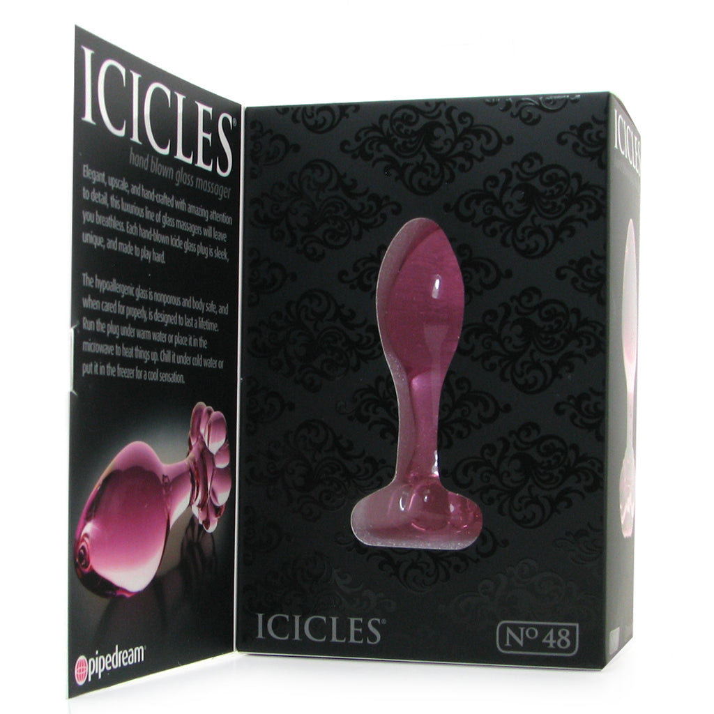 Icicles No. 48 Hand Blown Glass Butt Plug in Pink Anal Sex Toys > Butt Plugs - Tophatter Daily Deals