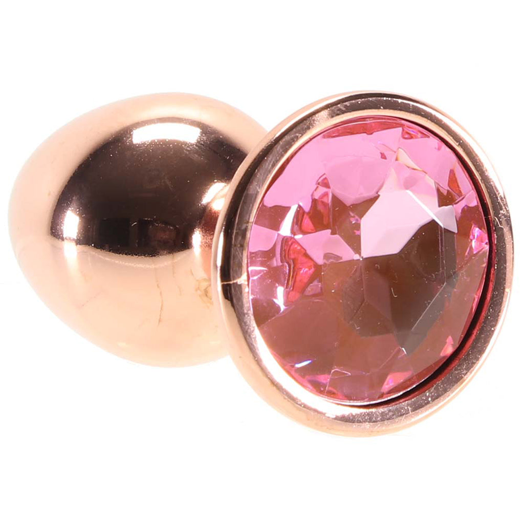 Small Aluminum Plug with Pink Gem in Rose Gold - Tophatter's Adult Products Anal Sex Toys > Butt Plugs - Tophatter Daily Deals