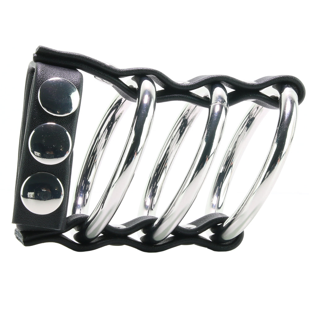 Blue Line Triple Metal C-Ring with Adjustable Ball Strap Bondage and Fetish > Cock and Ball Devices - Tophatter Daily Deals