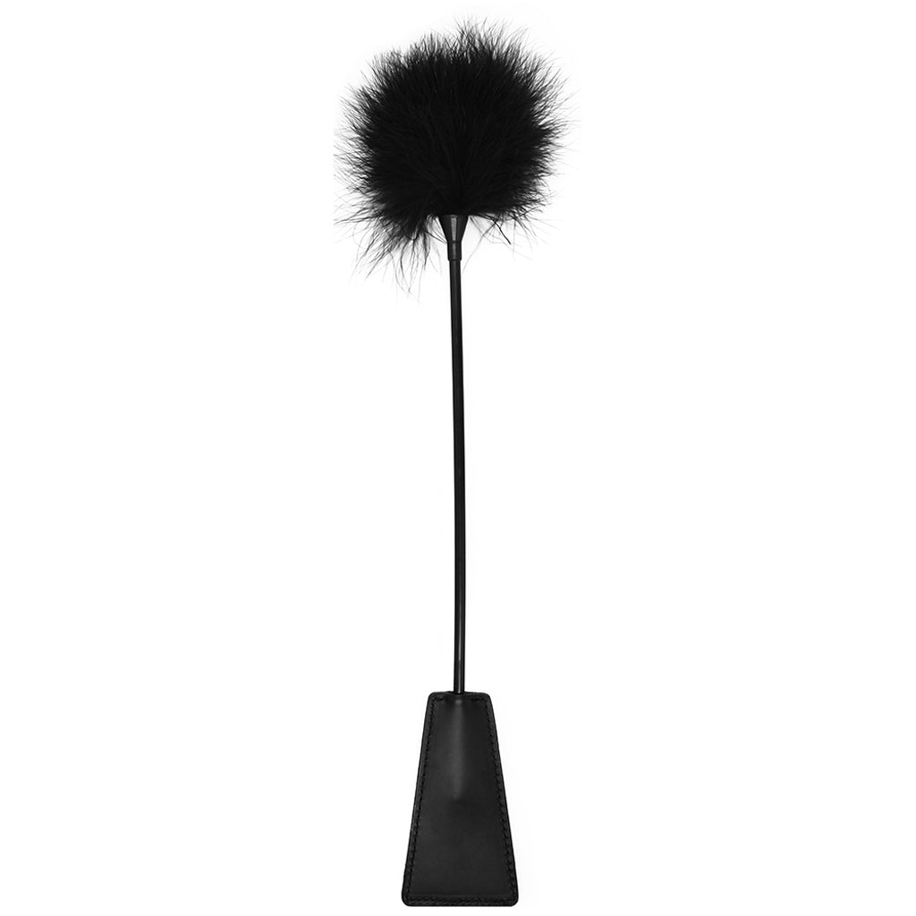 Black & White Crop with Feather Tickler Bondage and Fetish > Whips and Crops - Tophatter Daily Deals