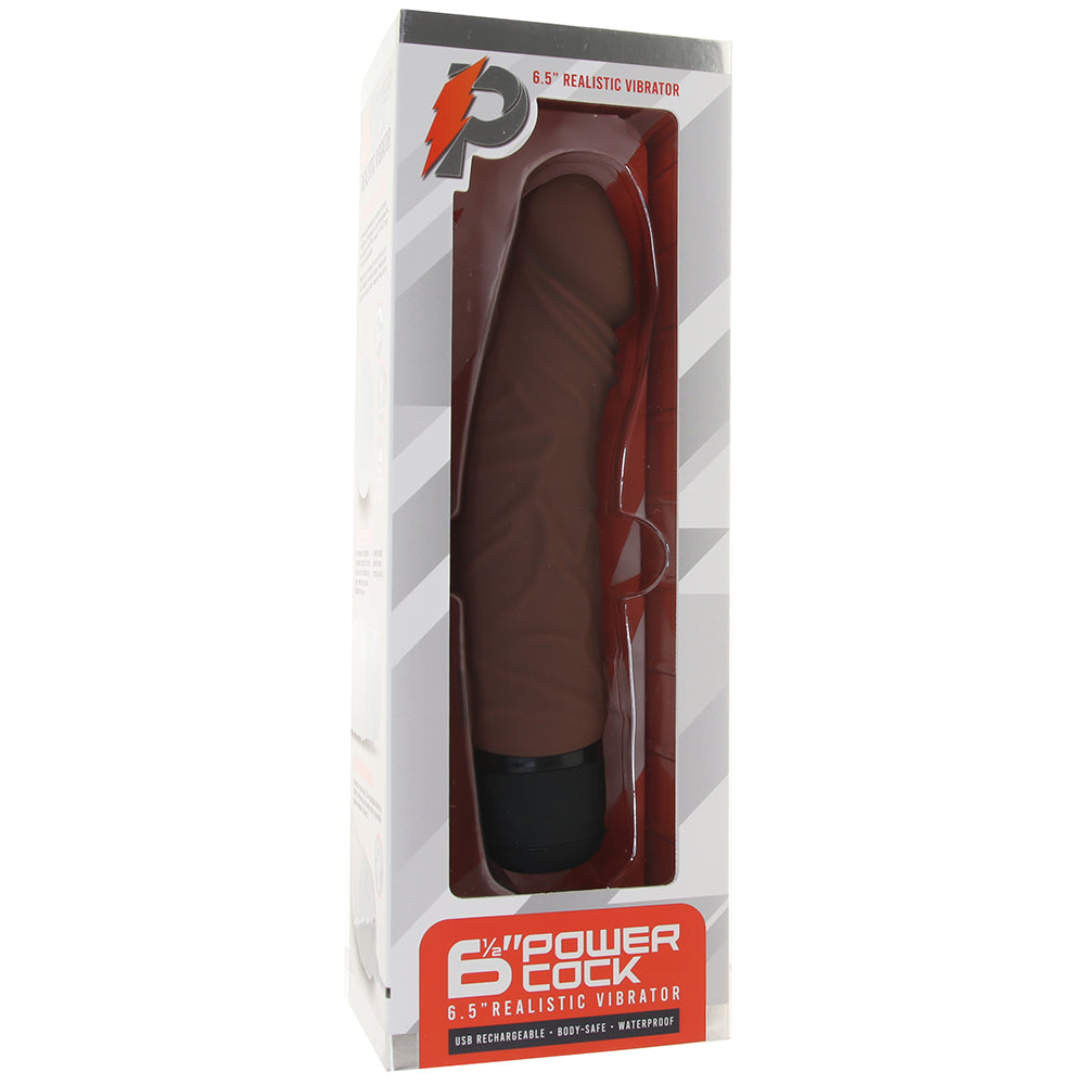 PowerCock 6.5 Inch Realistic Vibe in Dark Brown - Tophatter's Adult Sex Toys Online Vibrators > Realistic Vibrator Dildos - Tophatter Daily Deals