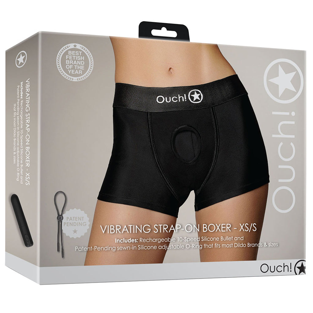 Ouch! Black Vibrating Strap-on Boxer /S Dildo Sex Toys > Strap-On and Harnesses - Tophatter Daily Deals