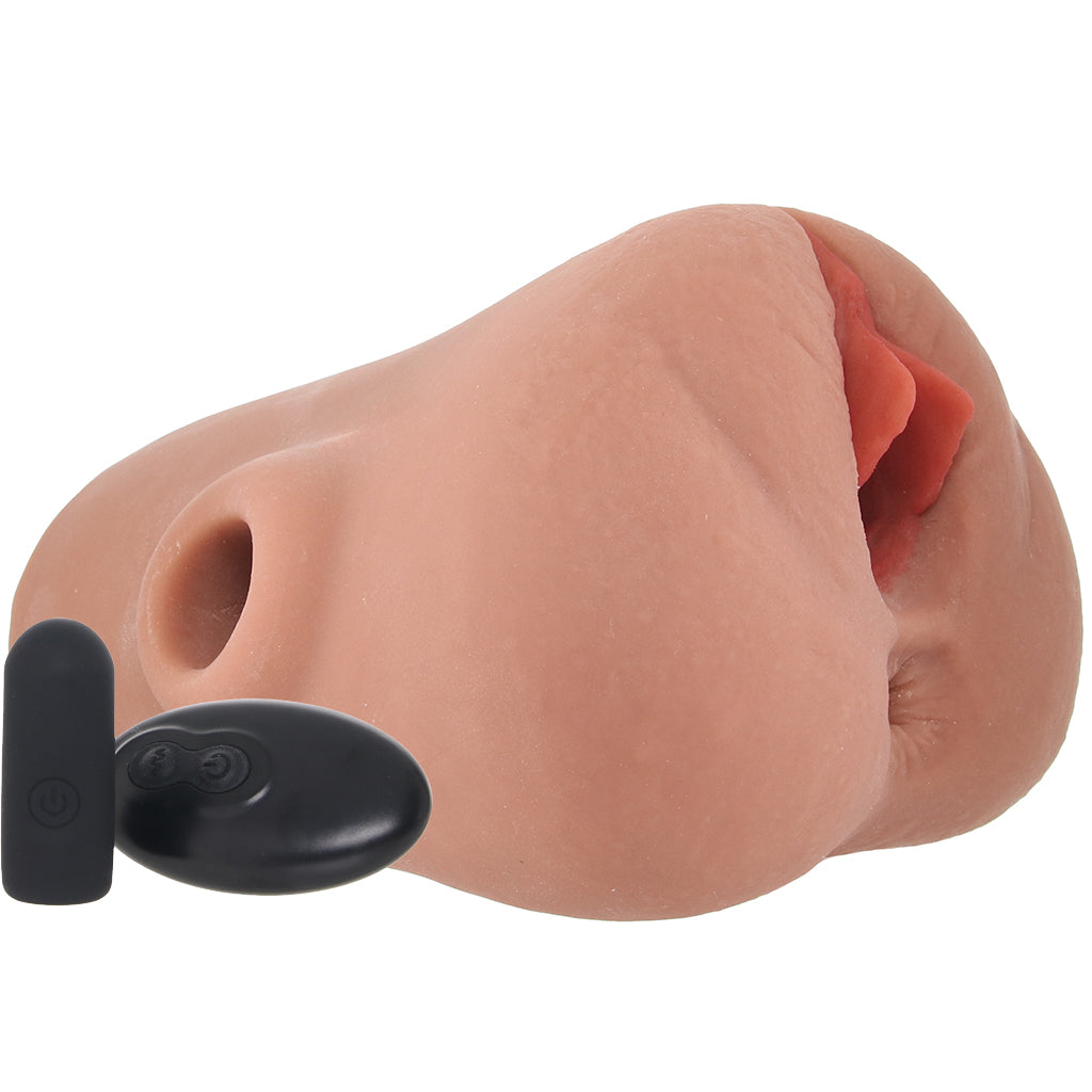 PDX Double Pounder Vibrating Squeeze Stroker in Brown - Tophatter's Adult Sex Toys Online Male Masturbators > Vibrating - Tophatter Daily Deals