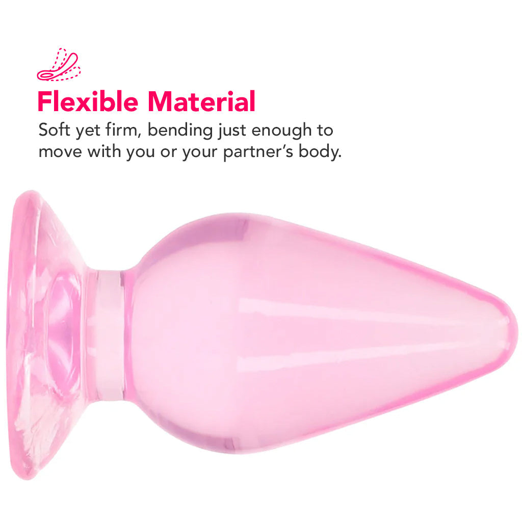RealRock Crystal Clear Jelly 4.5 Inch Butt Plug in Pink Anal Sex Toys > Butt Plugs - Tophatter Daily Deals