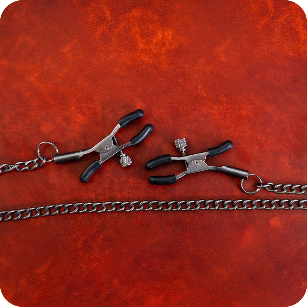 Sei Mio Nip & Tug Chained Nipple Clamps Bondage and Fetish > Nipple Stimulators & Clamps - Tophatter Daily Deals