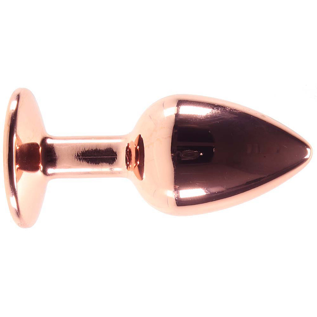Small Aluminum Plug with Pink Gem in Rose Gold - Tophatter's Adult Products Anal Sex Toys > Butt Plugs - Tophatter Daily Deals