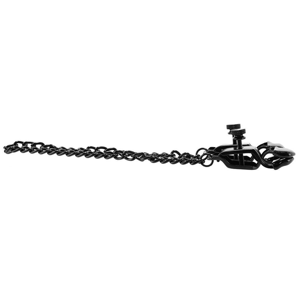 Open Press Nipple Clamps with Black Link Chain - Tophatter's Adult Products Bondage and Fetish > Nipple Stimulators & Clamps - Tophatter Daily Deals