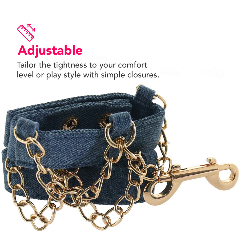 Ride 'Em Denim Wrist Cuffs Bondage and Fetish > Wrist and Ankle Cuffs - Tophatter Daily Deals