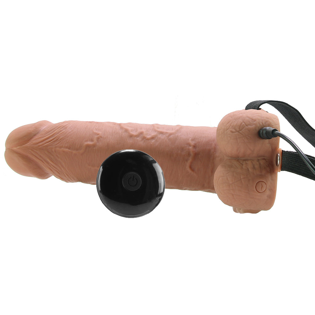 7 Inch Hollow Vibrating Strap-On with Remote in Tan - Tophatter's Adult Products Dildo Sex Toys > Strap-On and Harnesses - Tophatter Daily Deals