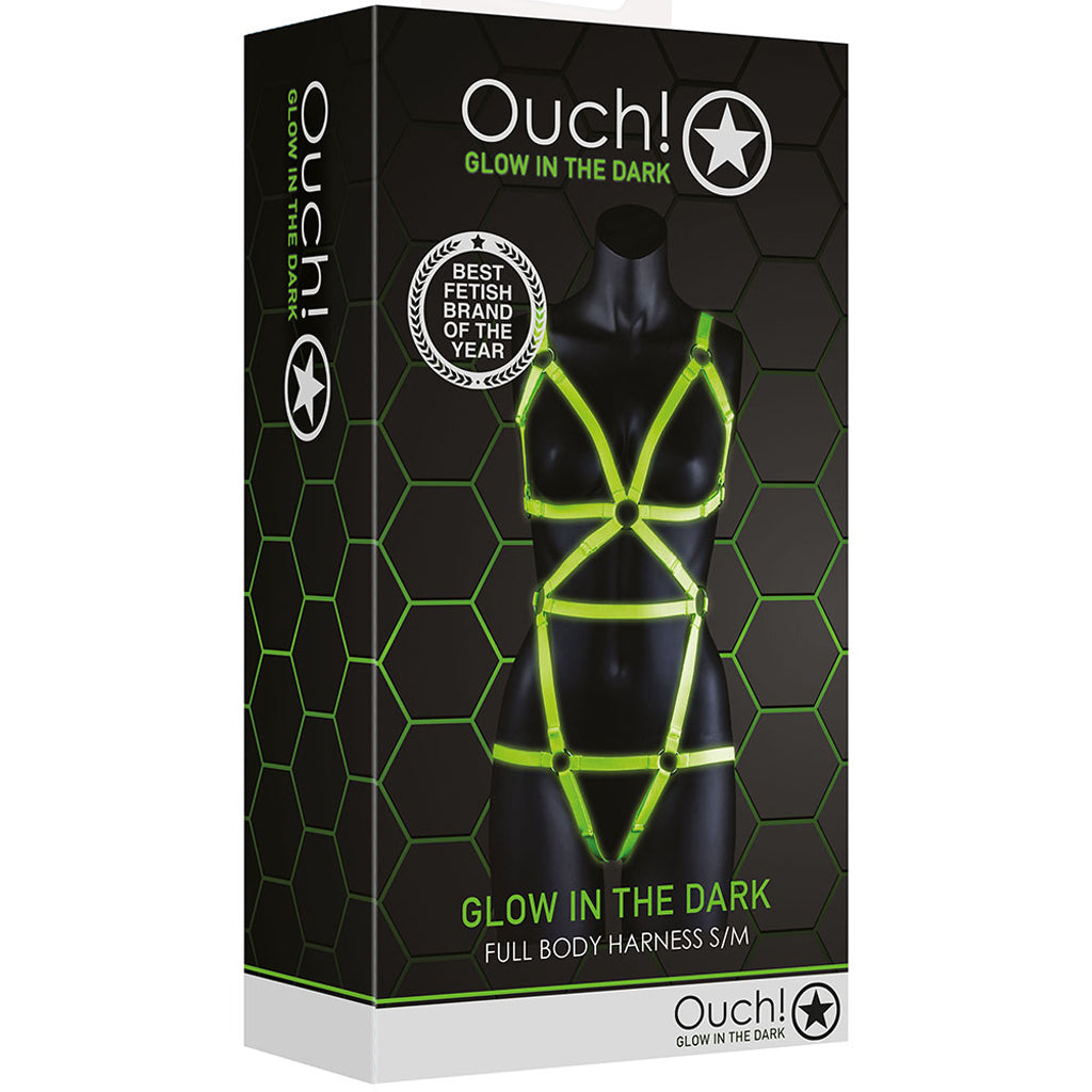 Ouch! Glow In The Dark Full Body Harness /M - Tophatter's Adult Products Bondage and Fetish > Restraints - Tophatter Daily Deals