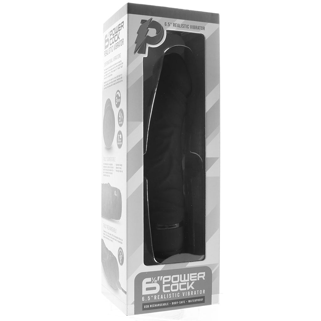 PowerCock 6.5 Inch Realistic Vibe in Black Vibrators > Realistic Vibrator Dildos - Tophatter Daily Deals