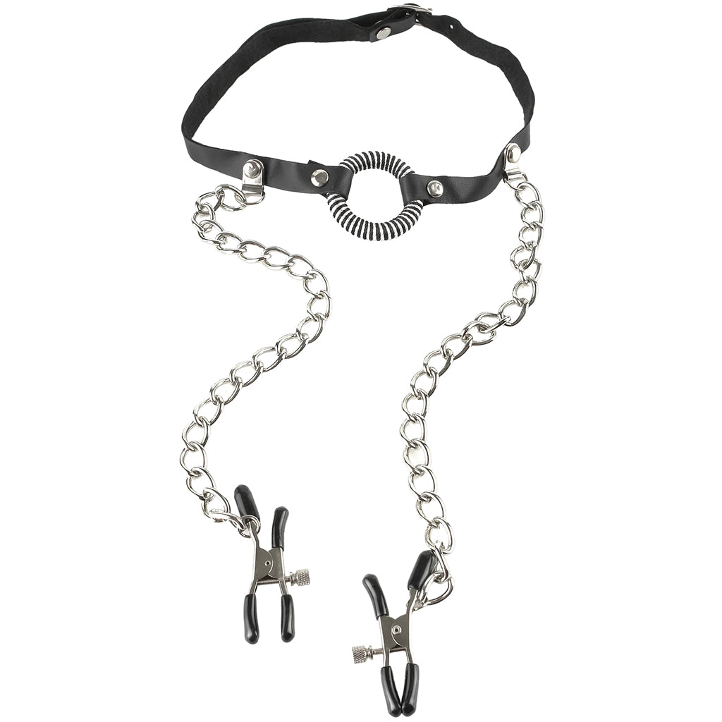 Fetish Fantasy Ltd O-Ring Gag & Nipple Clamps - Tophatter's Adult Products Bondage and Fetish > Nipple Stimulators & Clamps - Tophatter Daily Deals