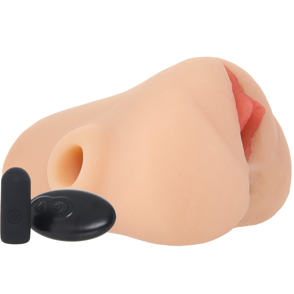 PDX Double Pounder Vibrating Squeeze Stroker in Light - Tophatter's Adult Sex Toys Online Male Masturbators > Pocket Strokers - Tophatter Daily Deals