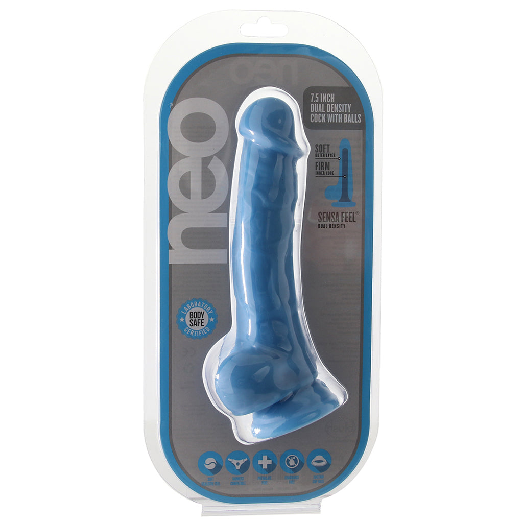 Neo 7.5 Inch Dual Density Cock with Balls in Blue - Tophatter's Adult Products Dildo Sex Toys > Realistic Dildos - Tophatter Daily Deals
