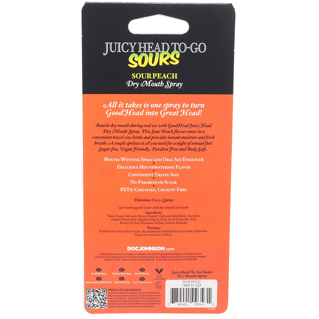 GoodHead Juicy Head Sours Spray To-Go in Peach - Tophatter's Adult Sex Toys Online Lubes and Lotions > Flavored Sex Lubes - Tophatter Daily Deals