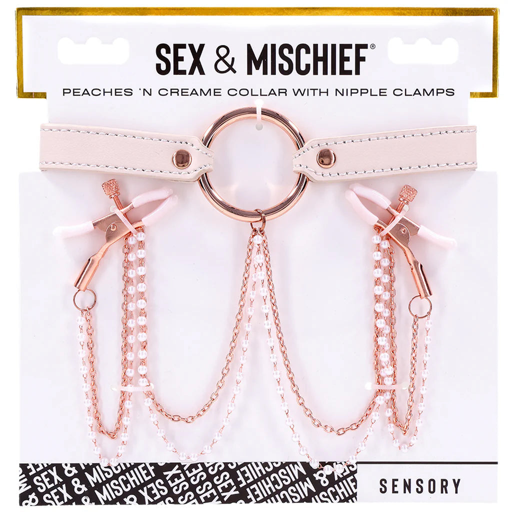S&M Peaches 'n CreaMe Collar with Nipple Clamps Bondage and Fetish > Nipple Stimulators & Clamps - Tophatter Daily Deals