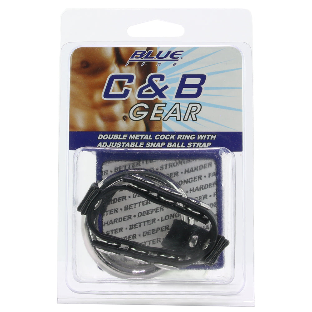 Blue Line Double Metal C-Ring with Adjustable Ball Strap Bondage and Fetish > Cock and Ball Devices - Tophatter Daily Deals