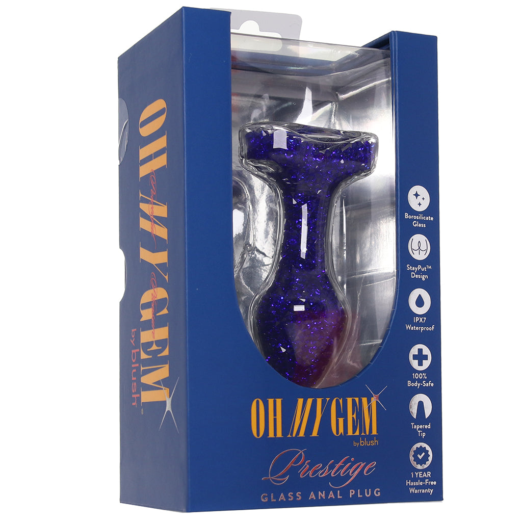 Oh My Gem Lustre Glass Butt Plug in Blue - Tophatter's Adult Sex Toys Online Anal Sex Toys > Butt Plugs - Tophatter Daily Deals