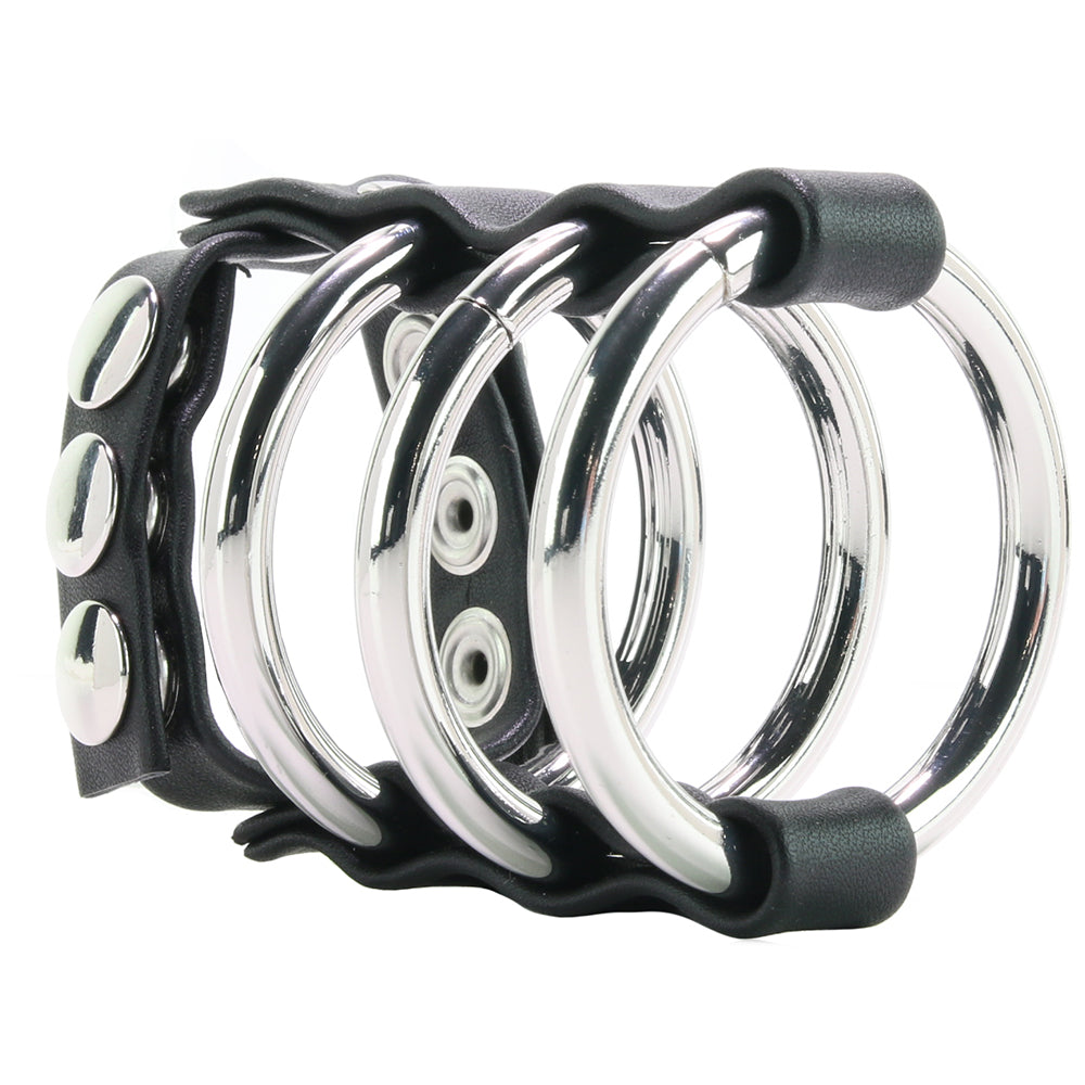 Blue Line Triple Metal C-Ring with Adjustable Ball Strap - Tophatter's Adult Sex Toys Online Bondage and Fetish > Cock and Ball Devices - Tophatter Daily Deals