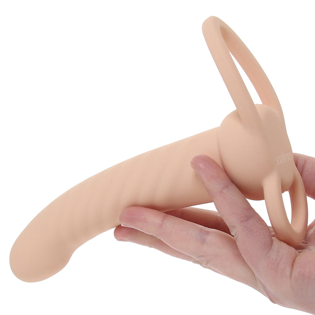 Performance Maxx Ribbed Dual Penetrator Vibe in Light - Tophatter's Vibrator Deals Online Anal Sex Toys > Anal Vibrators - Tophatter Daily Deals
