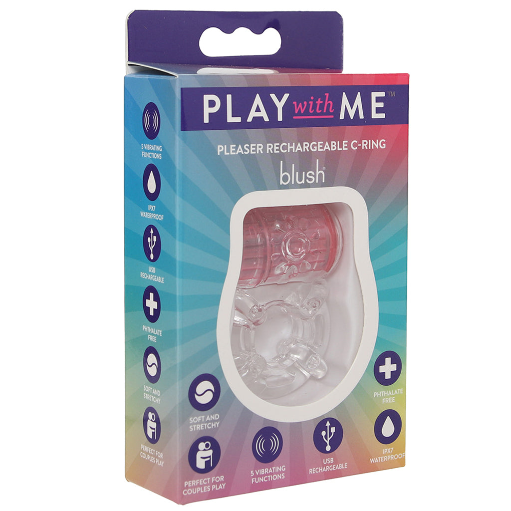 Play With Me Pleaser Rechargeable Cock Ring in Pink - Tophatter's Adult Sex Toys Online Cock Rings - Tophatter Daily Deals