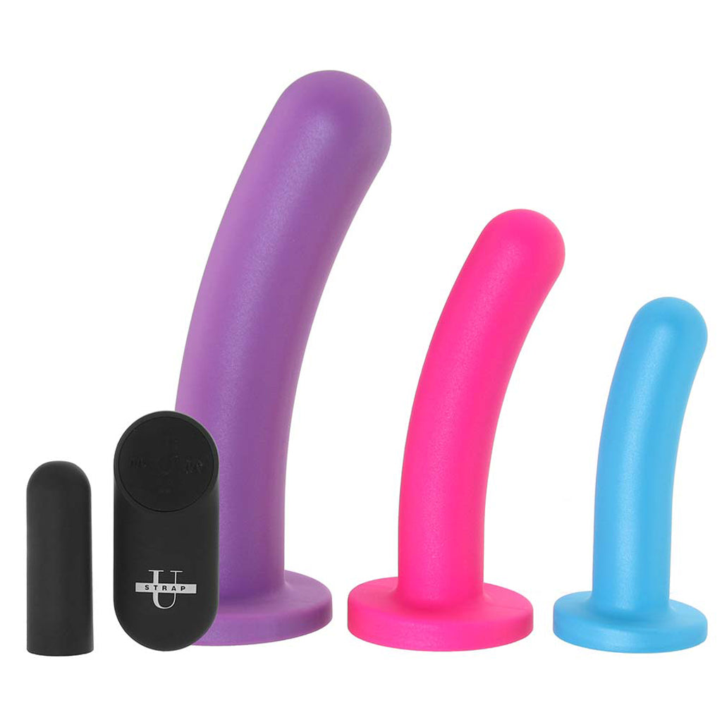 Strap U Triple Peg Vibrating Silicone Dildo Set - Tophatter's Adult Products Dildo Sex Toys > Pegging Dildos - Tophatter Daily Deals