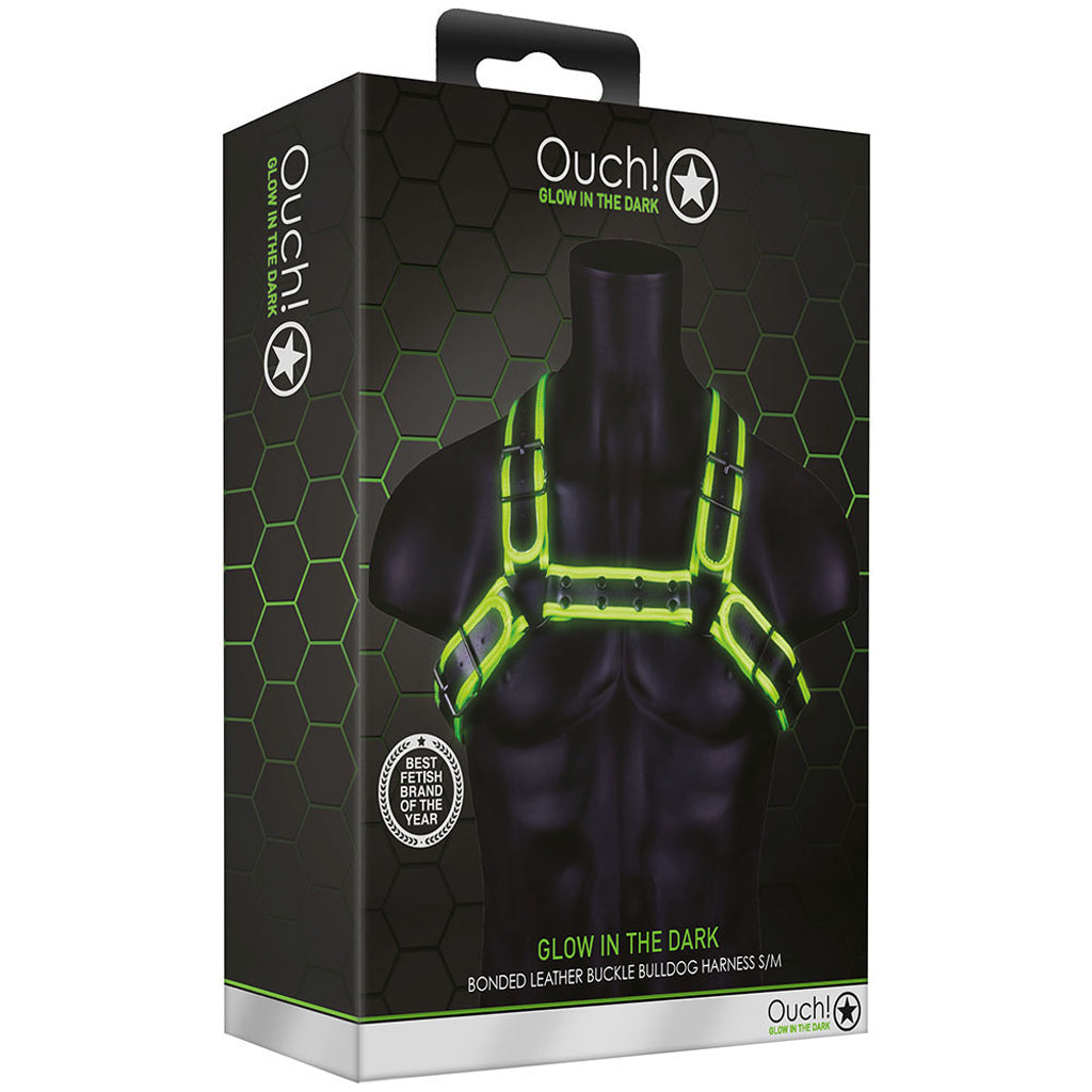 Ouch! Glow in the Dark Buckle Bulldog Harness /M Bondage and Fetish > Men's Bondage Wear - Tophatter Daily Deals