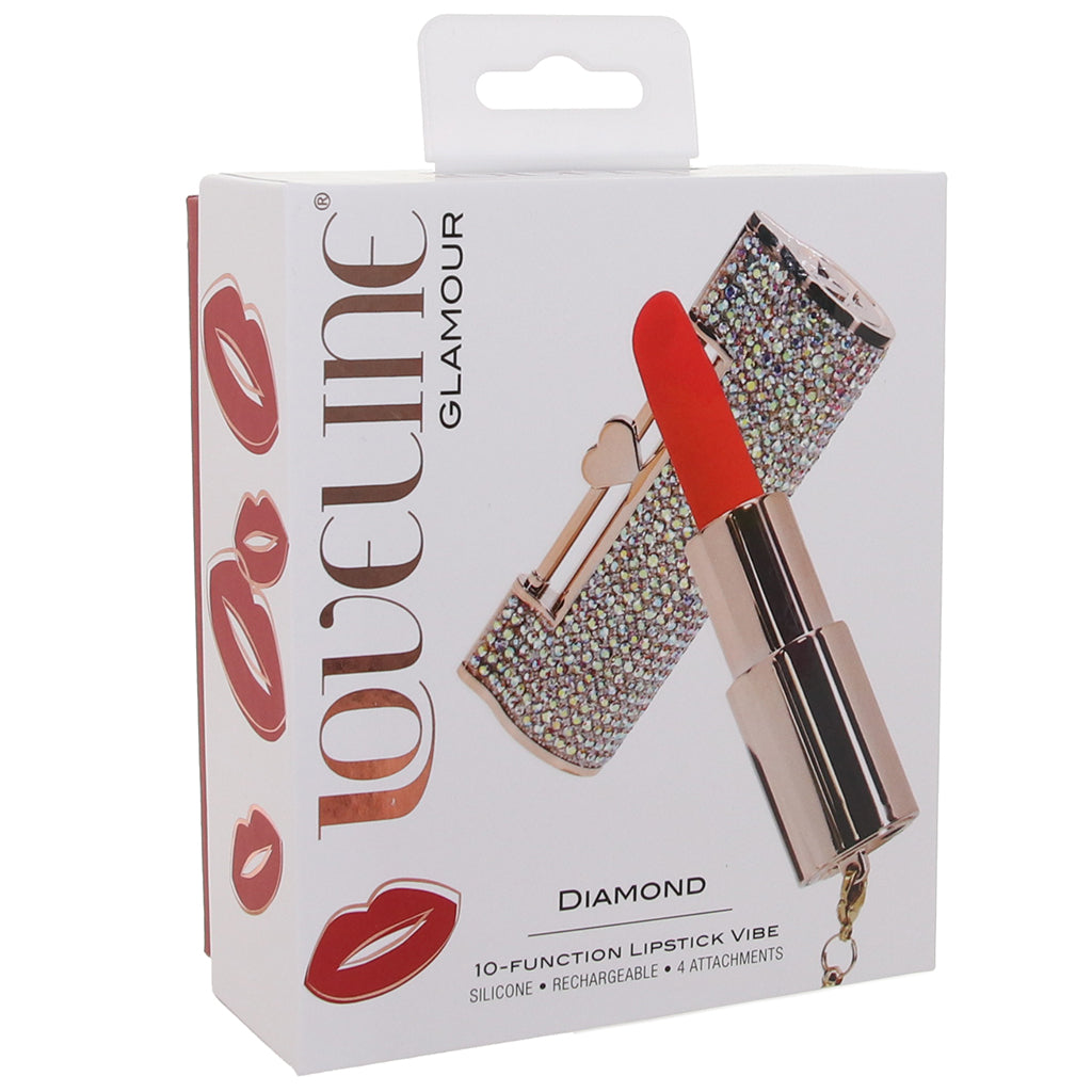 Loveline Diamond Lipstick Vibe with Attachments Vibrators > Clitoral Stimulators - Tophatter Daily Deals