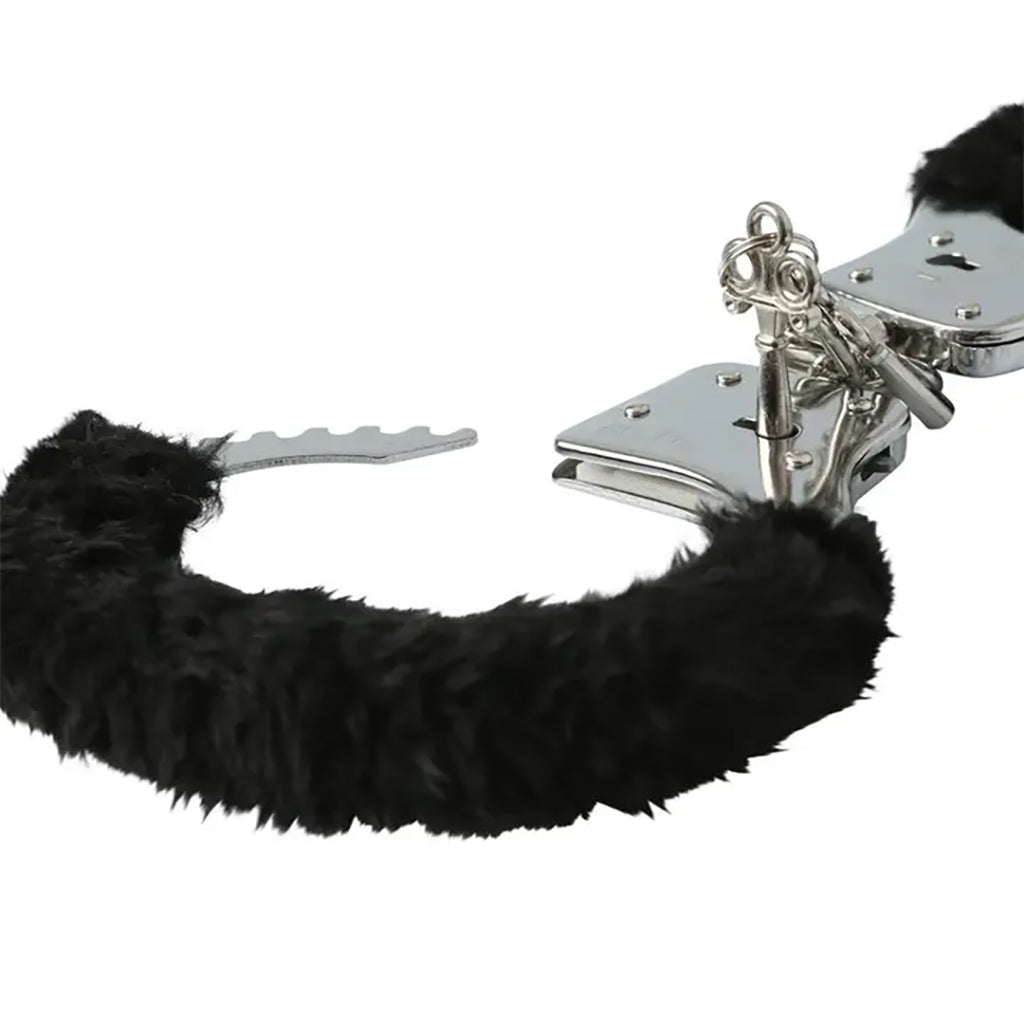 Black Furry Hand Cuffs Bondage and Fetish > Wrist and Ankle Cuffs - Tophatter Daily Deals