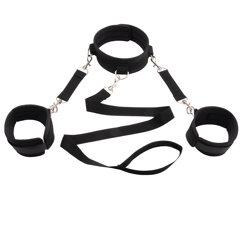 Collar & Leash Set with Removable Cuffs Bondage and Fetish > Starter BDSM Kits - Tophatter Daily Deals