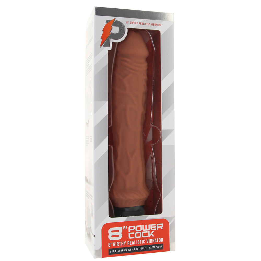 PowerCock 8 Inch Girthy Realistic Vibe in Mocha - Tophatter's Adult Sex Toys Online Vibrators > Realistic Vibrator Dildos - Tophatter Daily Deals