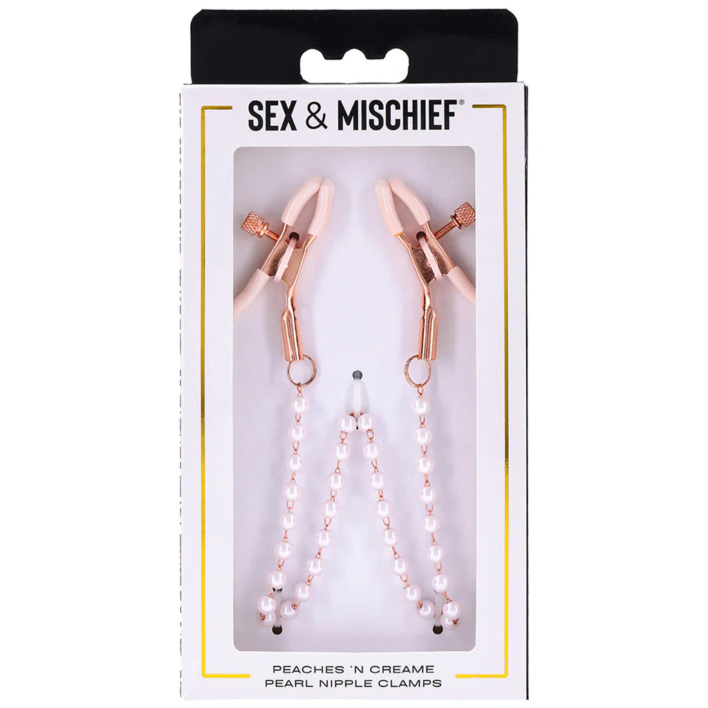 S&M Peaches 'n CreaMe Pearl Nipple Clamps Bondage and Fetish > Nipple Stimulators & Clamps - Tophatter Daily Deals