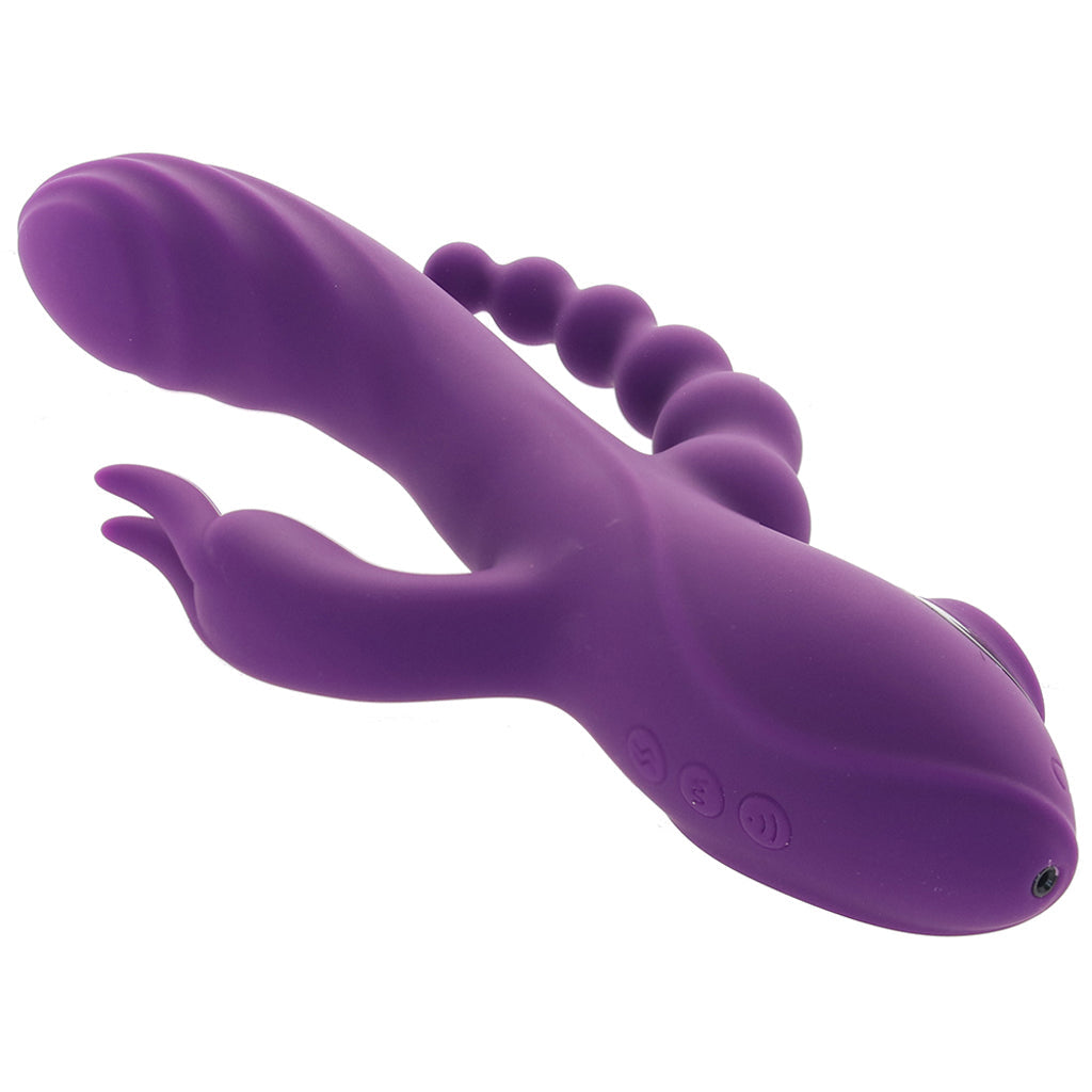 Fourgasm Triple Stimulator Sucking Rabbit Vibe in Purple - Tophatter's Vibrator Deals Online Vibrators > Rabbit Vibrators - Tophatter Daily Deals