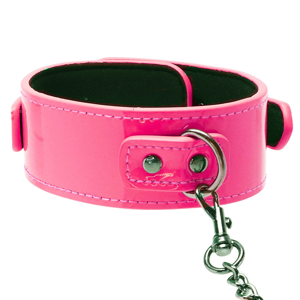 Electra Play Things Collar & Leash in Neon Pink - Tophatter's Adult Sex Toys Online Bondage and Fetish > Leashes and Collars - Tophatter Daily Deals
