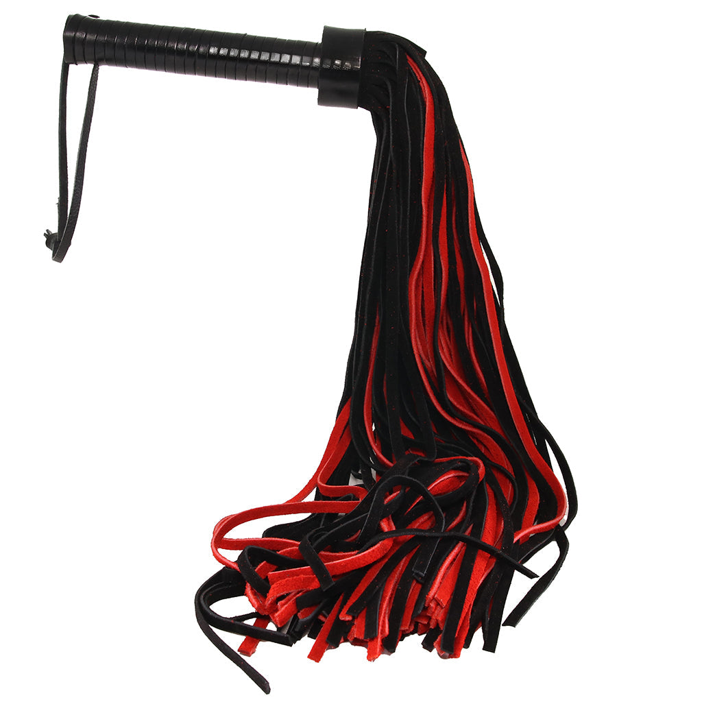 Long Suede Flogger in Black & Red Bondage and Fetish > Leather - Tophatter Daily Deals