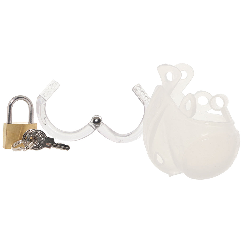 Blueline Full Restraint Silicone Chastity Device in Frosted Bondage and Fetish > Cock and Ball Devices - Tophatter Daily Deals