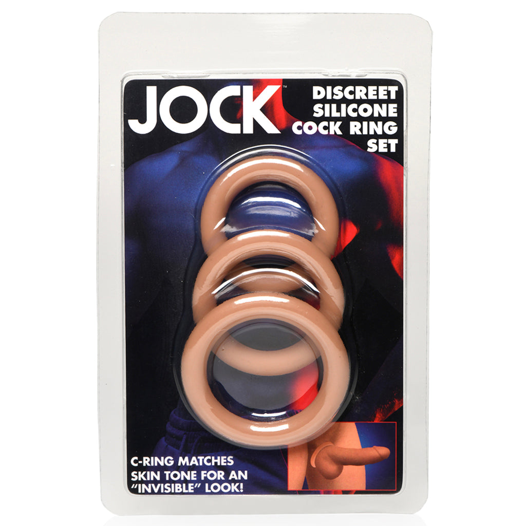 Jock Discreet Silicone Cock Ring Set in Tan - Tophatter's Adult Sex Toys Online Cock Rings - Tophatter Daily Deals