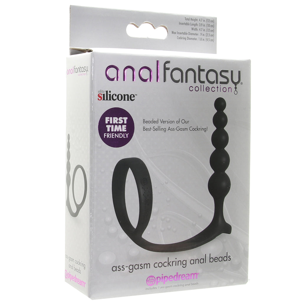 Anal Fantasy Ass-Gasm Beaded Cock Ring Plug in Black Cock Rings - Tophatter Daily Deals