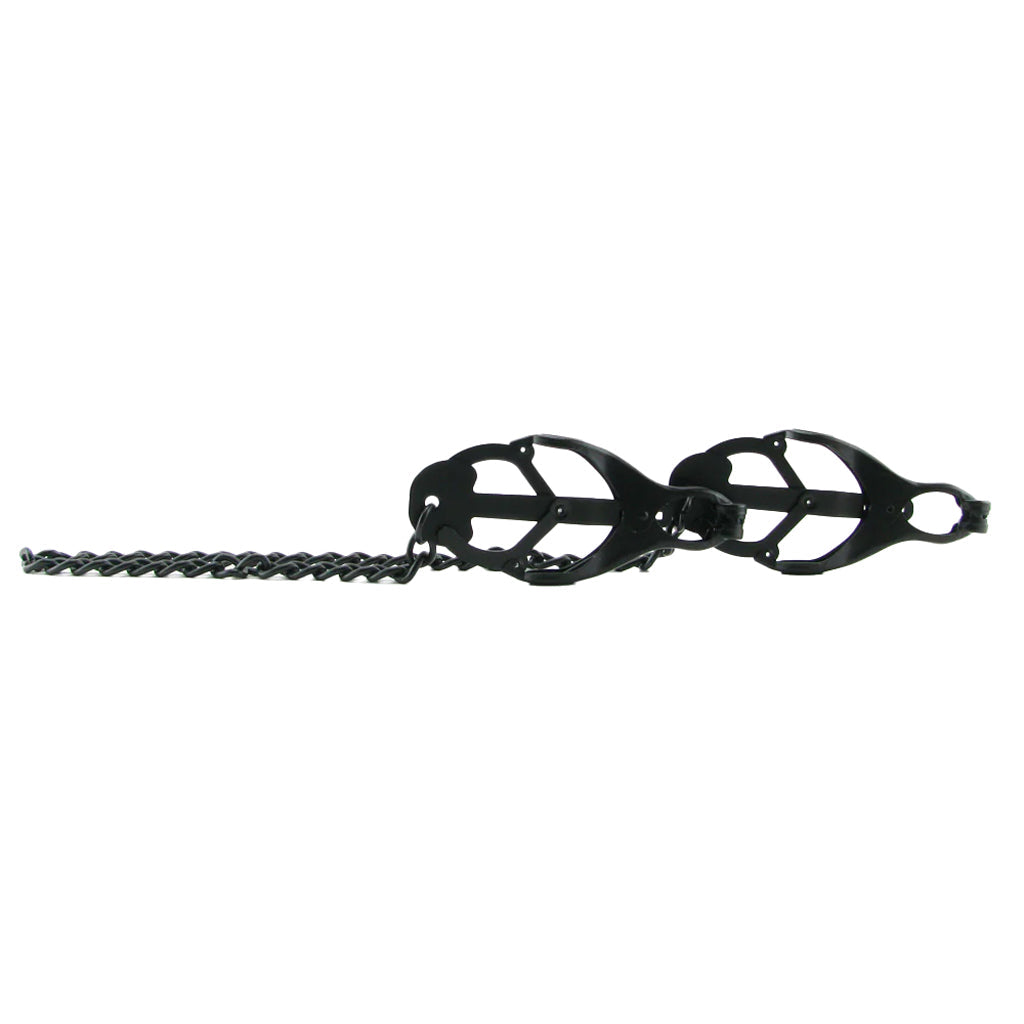 Master Series Monarch Noir Chained Clover Clamps - Tophatter's Adult Products Bondage and Fetish > Nipple Stimulators & Clamps - Tophatter Daily Deals
